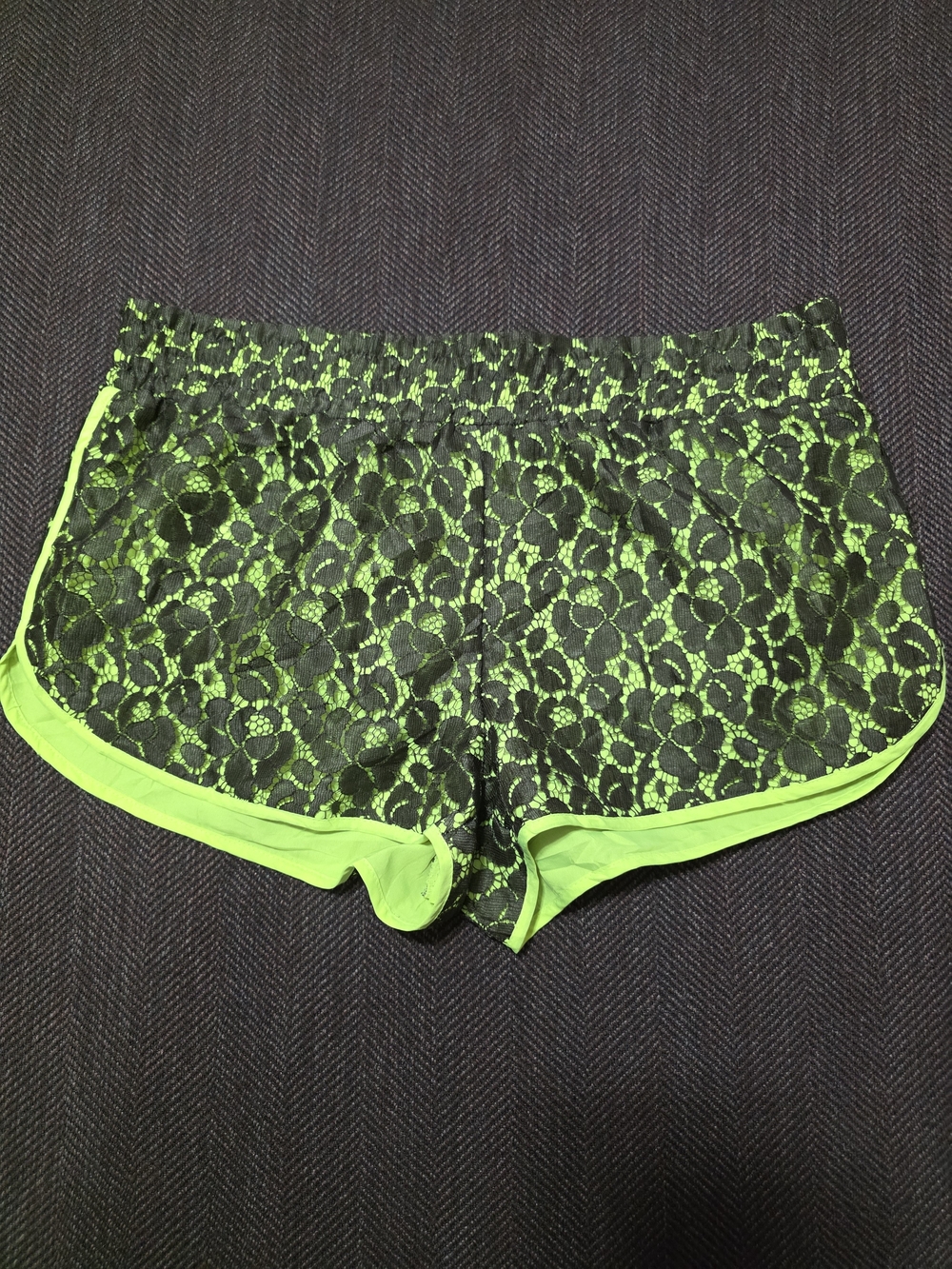 princess vera wang Neon Green and Black Lace Athletic Shorts